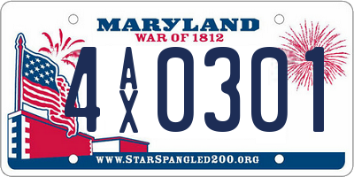 MD license plate 4AX0301