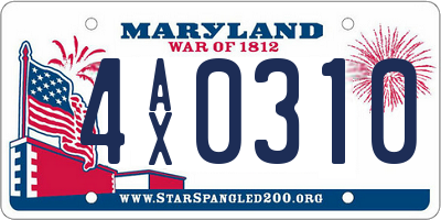 MD license plate 4AX0310