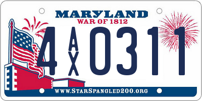 MD license plate 4AX0311
