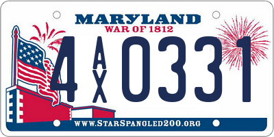 MD license plate 4AX0331