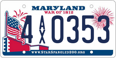 MD license plate 4AX0353