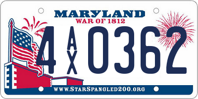MD license plate 4AX0362
