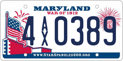 MD license plate 4AX0389