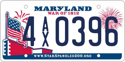 MD license plate 4AX0396