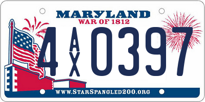 MD license plate 4AX0397