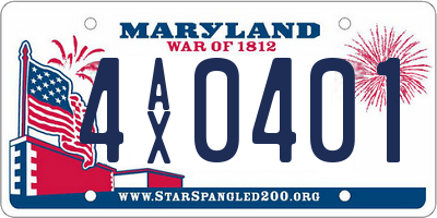 MD license plate 4AX0401