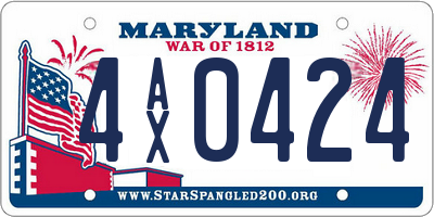 MD license plate 4AX0424