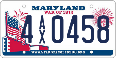 MD license plate 4AX0458