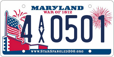 MD license plate 4AX0501