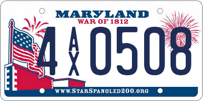 MD license plate 4AX0508
