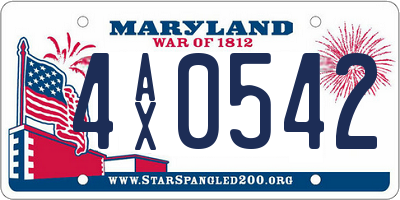 MD license plate 4AX0542