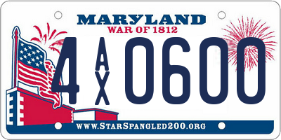 MD license plate 4AX0600