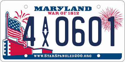 MD license plate 4AX0601