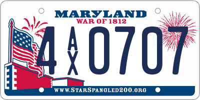MD license plate 4AX0707