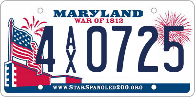 MD license plate 4AX0725