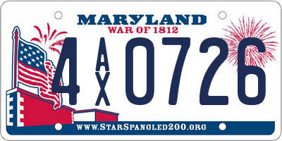 MD license plate 4AX0726