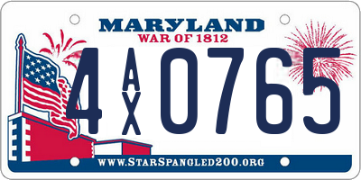 MD license plate 4AX0765