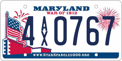 MD license plate 4AX0767