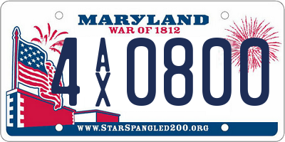 MD license plate 4AX0800