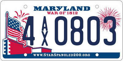 MD license plate 4AX0803