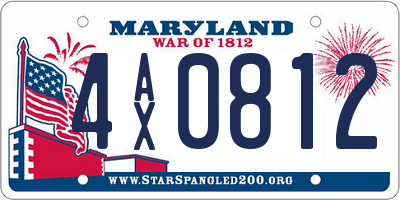 MD license plate 4AX0812