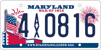 MD license plate 4AX0816