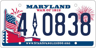MD license plate 4AX0838