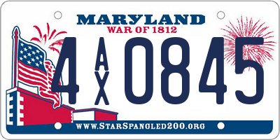 MD license plate 4AX0845
