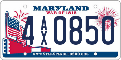 MD license plate 4AX0850