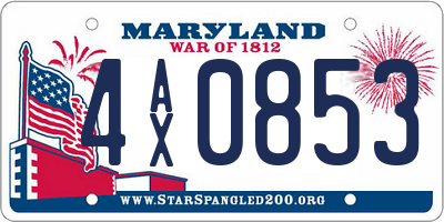 MD license plate 4AX0853