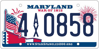 MD license plate 4AX0858