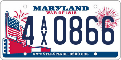 MD license plate 4AX0866