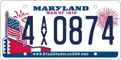 MD license plate 4AX0874