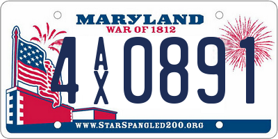 MD license plate 4AX0891
