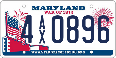 MD license plate 4AX0896
