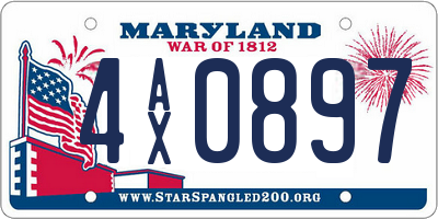 MD license plate 4AX0897