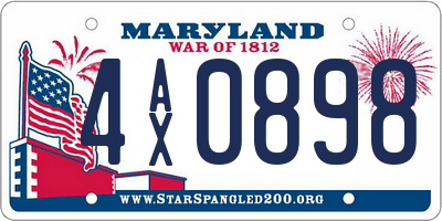 MD license plate 4AX0898