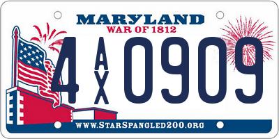 MD license plate 4AX0909