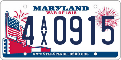 MD license plate 4AX0915