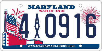 MD license plate 4AX0916