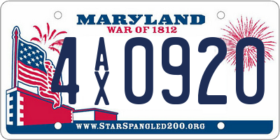 MD license plate 4AX0920