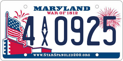 MD license plate 4AX0925