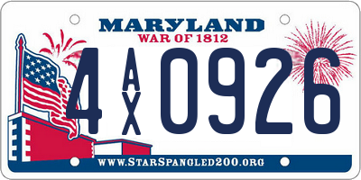 MD license plate 4AX0926