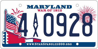 MD license plate 4AX0928