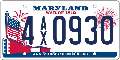 MD license plate 4AX0930