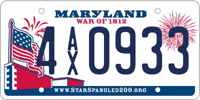 MD license plate 4AX0933