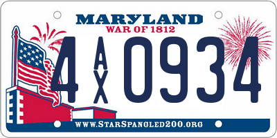 MD license plate 4AX0934