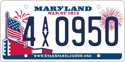 MD license plate 4AX0950