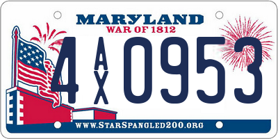 MD license plate 4AX0953