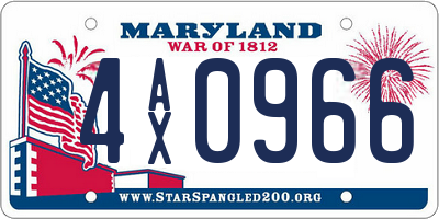 MD license plate 4AX0966